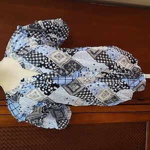 TOMMY HILFIGER | Women's Short Sleeve Cotton Patchwork-Print Button-down Blouse